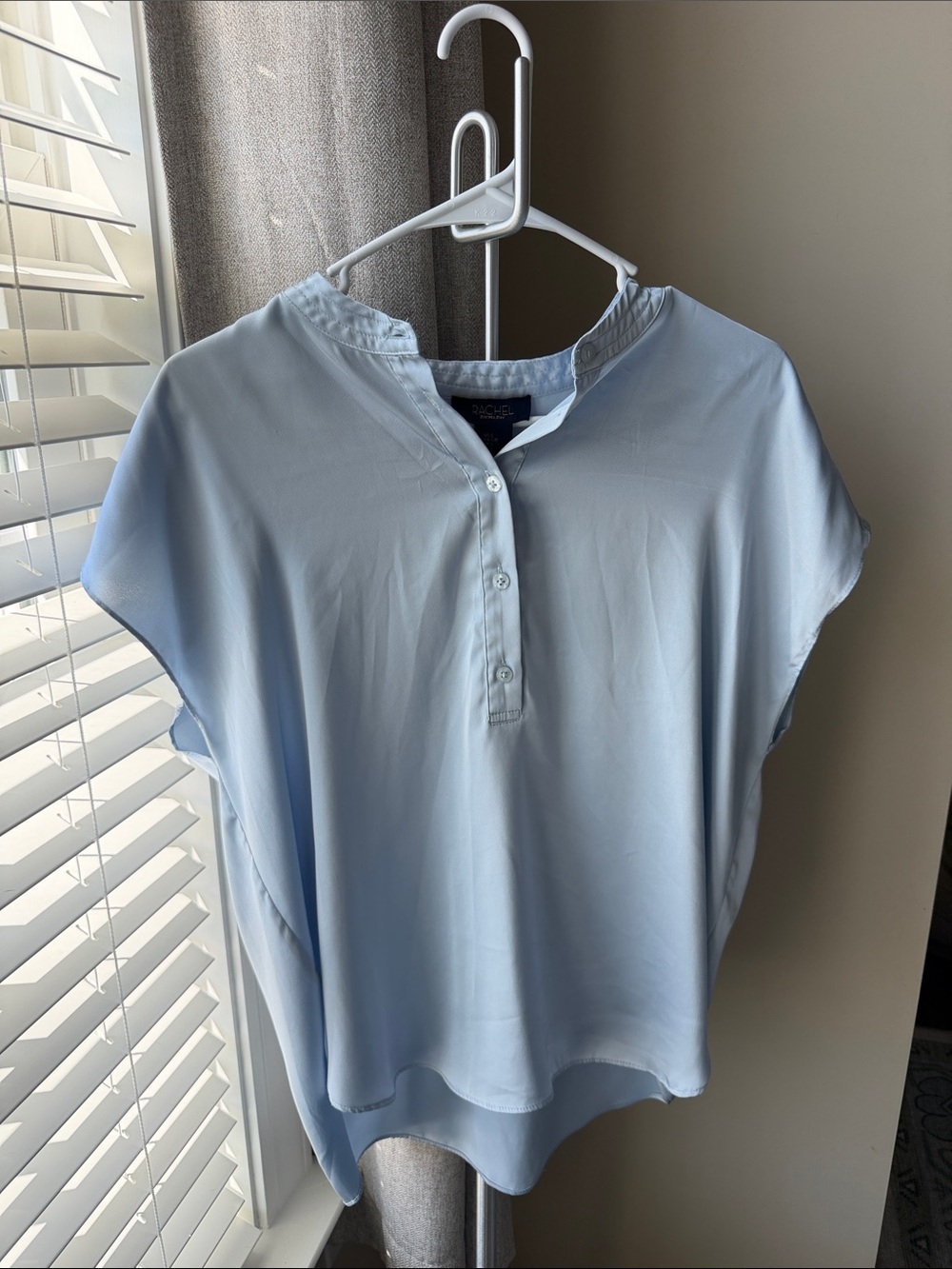 RACHEL Rachel Roy Light Blue Short-Sleeve Popover Blouse